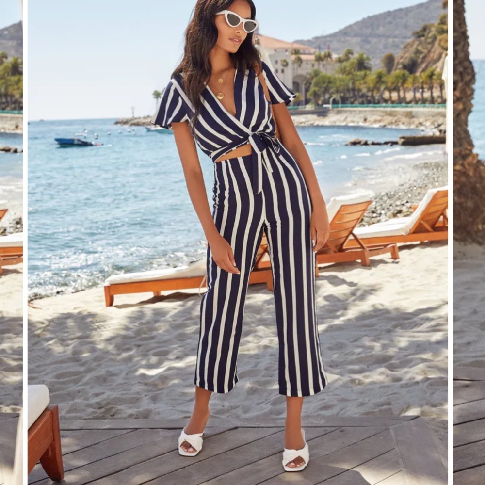 Port Striped high rise pants. Matching top available in separate post.